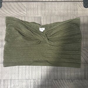 Aerie Green Cable Knit Twist Tube Top